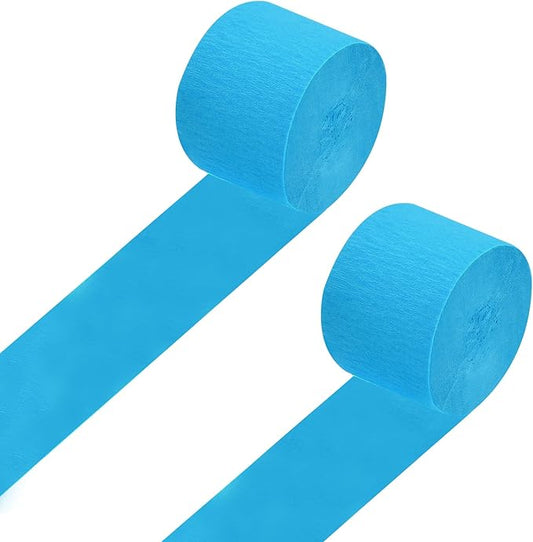 Crepe Paper Roll, Sky Blue Crepe Paper Streamers Sheets, [for Party Streamer Decorations, Birthday Party] - 1.8 Inch x 82 ft / 2 Roll