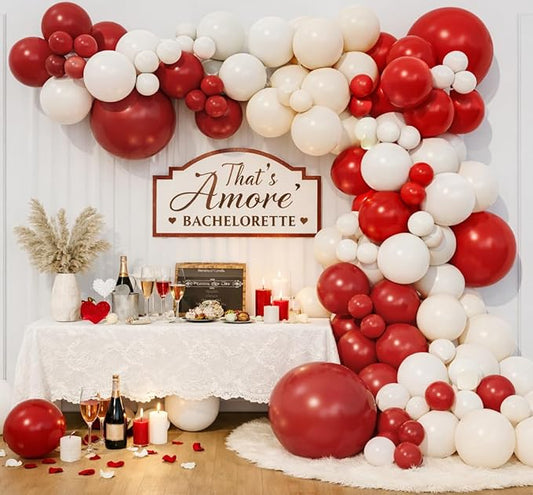 That's Amore Balloon Arch Garland Kit for Valentine’s Day Bridal Shower Bachelorette Engagement Ciao Baby Baby Shower Italian Wedding Party Decoration (Red)