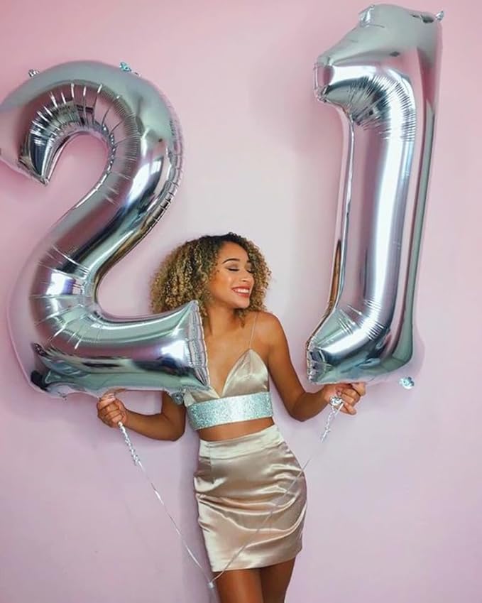 Number Balloons 1, 40 Inch One Balloons for 1st Birthday Girl Boy 1 11 21 Party Decorations Baby Shower Photo Shoot, Silver 1 Balloon