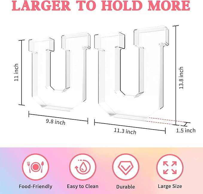 13.8" Acrylic Letter Charcuterie Tray, Charcuterie Letters Fillable Box for food, Reusable Serving Cake Candy Dish Display Tray for Birthday Anniversary Party Decoration (Letter U)
