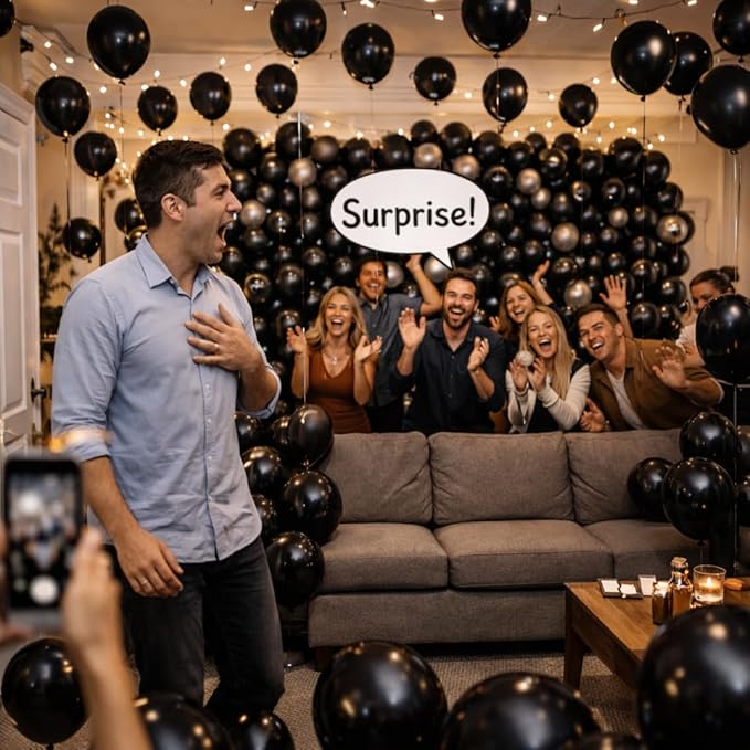 Black Balloons 100 Pack, 12 Inch Round Latex Party Balloons, Black Balloon Helium, Black Themed Graduation Halloween Birthday New Years Backdrop Prom Party Decorations
