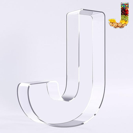 Ledido 10’’ Acrylic Letter Charcuterie Board Box, Reusable Fillable Serving Tray for Candy Cake Fruit Snack, Easy-Clean Acrylic Charcuterie Tray for Birthday Anniversary Party Decorations, Letter J