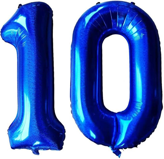 Laser Navy Blue Number 10 Balloons 40 Inch Giant Number Dark Blue 10 Foil Mylar Balloons for 10th Birthday Anniversary Events Party Decorations