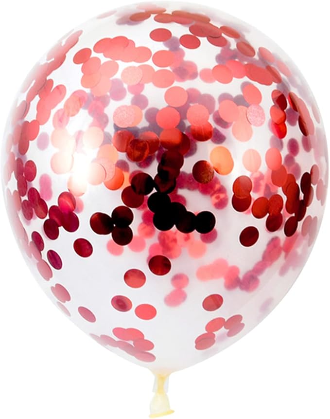 KIRIKOU Pack of 24 Pieces Confetti Balloons 12 Inch Latex Party Balloons for Party Decorations, Wedding, Engagement, Bridal, Birthday and Shower (Red)