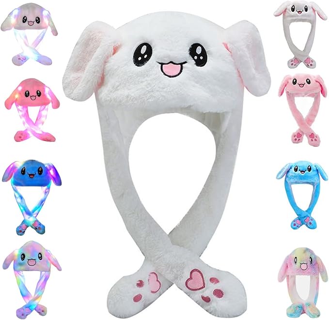 umbresen Bunny Hat Ear Moving Jumping Rabbit Hat Funny Plush Cap for Kids