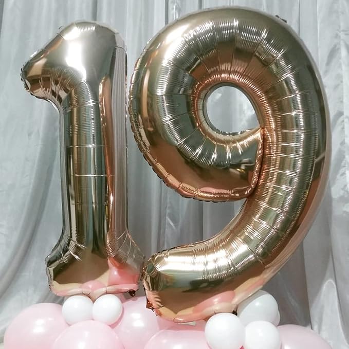 Champagne Gold Number 6 Balloon, 40In Large Foil Number Balloons Set 0-9 for Women, Self Inflating Light Gold Digital 6 Helium Balloon for Girls Boys 6th Birthday Anniversary Party Decoration Supplies