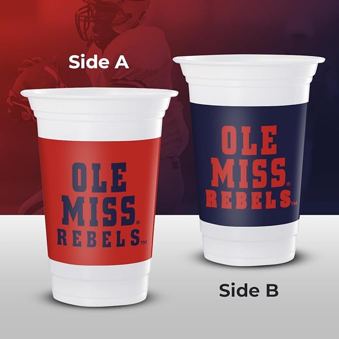 Westrick Ole Miss Rebels 16oz Plastic Cups, 16 Pack – Officially Licensed University of Mississippi Disposable Party Cups with Logo – Tailgating, Game Day, Graduation Parties & Fan Celebrations