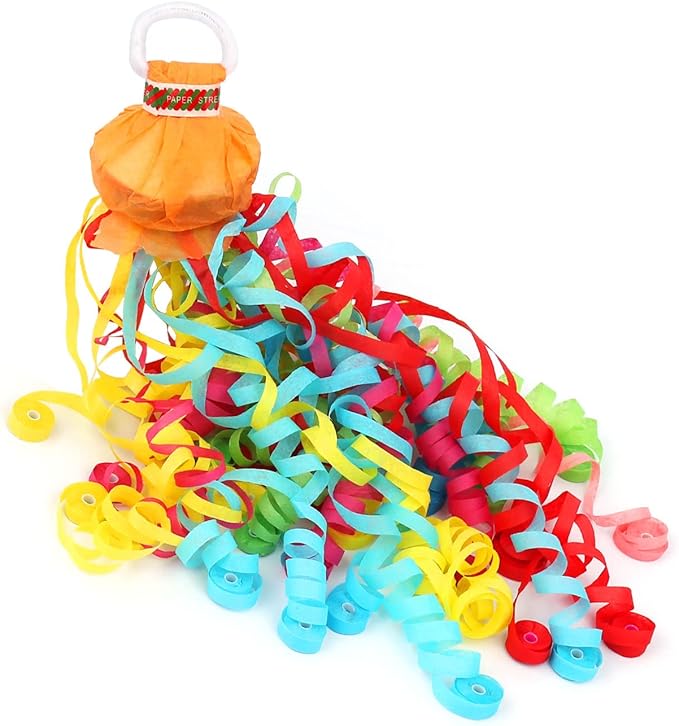 10Pack Colorful Streamer Poppers, No Mess Multi-Color Paper Crackers, Hand Throw Confetti Streamers for Birthday, Wedding, Party Celebrations