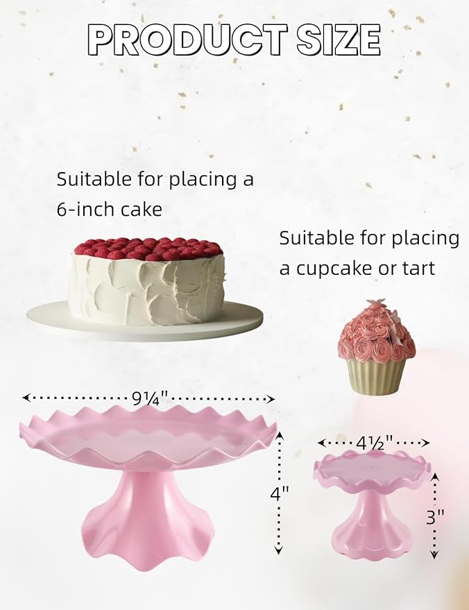 3 Pcs Cake Stand Set, Laced Cake Stand, Mini Cupdake Holder for Party,Wedding,Birthday,Celebration,Baby Shower,Anniversary (Pink)