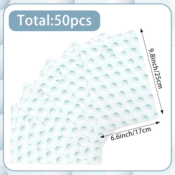 50 Pieces Golf Gift Bags with Handle, Plastic Treat Candy Bag Sport Favor Bags For Kids Birthday Party Decoration Supplies