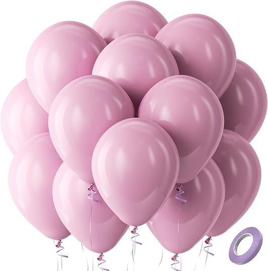 Bezente Mauve Balloons Latex Party Balloons - 100 Pack 12 inch Round Helium Dusty Pink Dark Rose Blush Boho Netural Balloons for Wedding Birthday Anniversary Gender Reveal Graduation Party Decorations