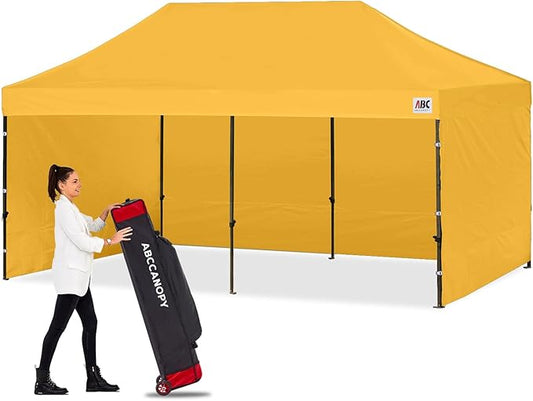 ABCCANOPY Heavy Duty Easy Pop up Canopy Tent with Sidewalls 10x20, Gold