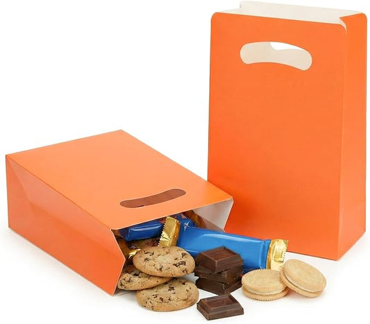 UnicoPak 16 Pack Orange Party Favor Bags Birthday Goodie Bags Small Gift Bags for Party, Treat, Candy, Cookie, Goody, 6x3x9 inches