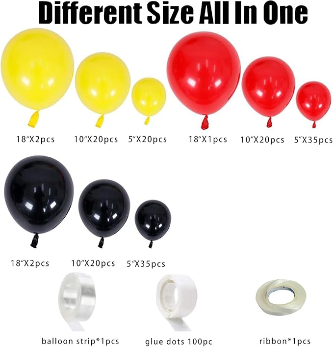 Race Car Balloon Garland Arch Kit 155Pcs Red Black Yellow Latex Balloons for Race Car 2 Fast Theme Birthday Party Decorations