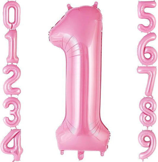Pink Number 1 Balloon 40 Inch, Big Large Foil Helium Number Balloons, Jumbo Giant Mylar Number 1 Balloons for 1st first Birthday Party Decorations Supplies Anniversary Celebration