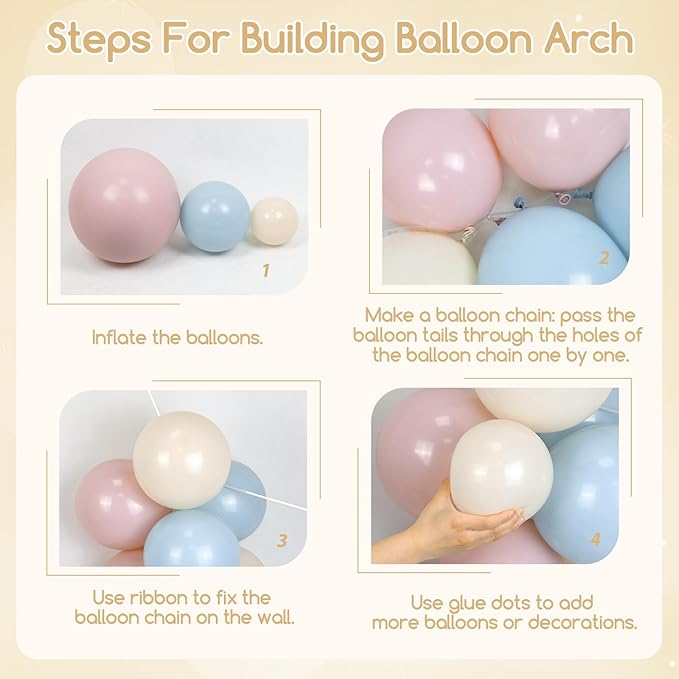 Gender Reveal Balloon Arch Kit, 130pcs Pink and Blue Balloons with Sand White Balloons for Boho Gender Reveal Birthday Baby Shower Decorations
