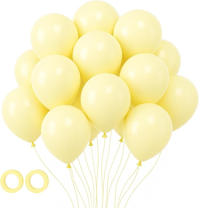 Voircoloria 105pcs Pastel Yellow Balloons 12inch Party Latex Balloons for Boys Girls Birthday Baby Shower Gender Reveal Wedding Sunflower Party Decorations