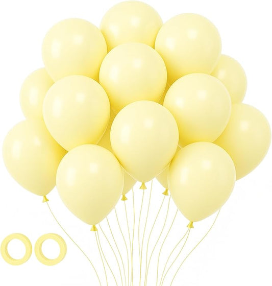 Voircoloria 105pcs Pastel Yellow Balloons 12inch Party Latex Balloons for Boys Girls Birthday Baby Shower Gender Reveal Wedding Sunflower Party Decorations