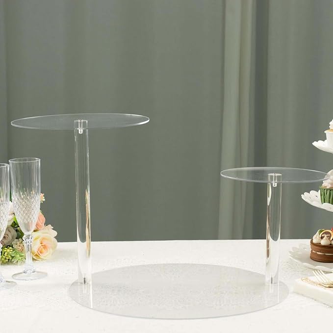 Efavormart 23" Clear 3-Tier Plastic Spiral Pedestal Dessert Display Riser, Round Cupcake Cake Stand