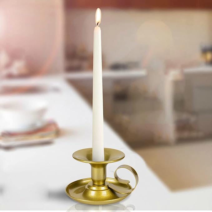 Gold Candlestick Holders – 8 Pack Retro Iron Taper Candle Holders for Wedding Centerpieces, Party, Christmas, Home Table Decor, Birthday Gift