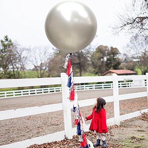 36 Inch Giant Latex Balloons, Pearl Silver Round Balloons for Birthdays Weddings Receptions Festival Party Decoration, Pack of 5 Pcs