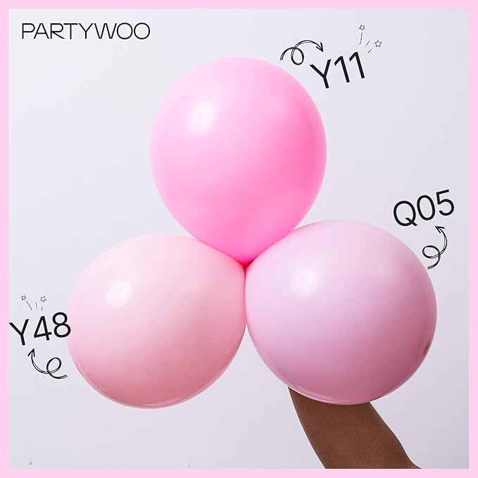 PartyWoo Baby Pink Balloons 50pcs 5 Inch Pastel Pale Light Pink Latex Helium Balloons for Baby Shower Gender Reveal Engagement Bachelorette Easter Bridal Shower Birthday Party Decorations Pink-Q05