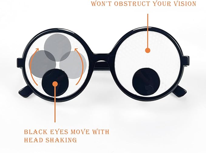 Googly Eyes Glasses Funny Costume Wiggle Eyes Novelty Shades Funny Glasses Accessories for Party (Pack of 1)