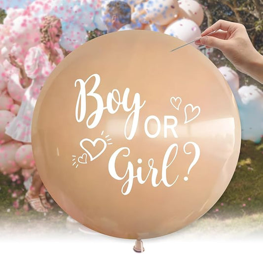 36Inch Gender Reveal Balloon, Gender Reveal Ideas Neutral Boy or Girl Balloons with Pink Blue Confetti for Revelacion de Sexo de Bebe