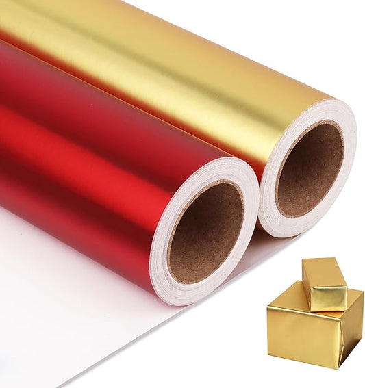 NESCCI Matte Metal Wrapping Paper, Solid Color Paper-2 Roll,17 Inches X 32.8 Feet Per Roll,Gift Wrapping Paper,Perfect for Wedding,Valentine's Day, Birthday,Baby Shower