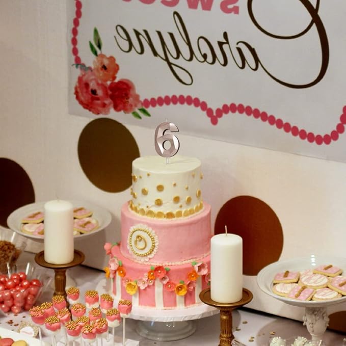 Number Birthday Candles(9 Candle Rose Gold) 3D Diamond Shape Number Happy Birthday Cake Candles for Birthday Party Wedding Decoration Reunions Theme Party