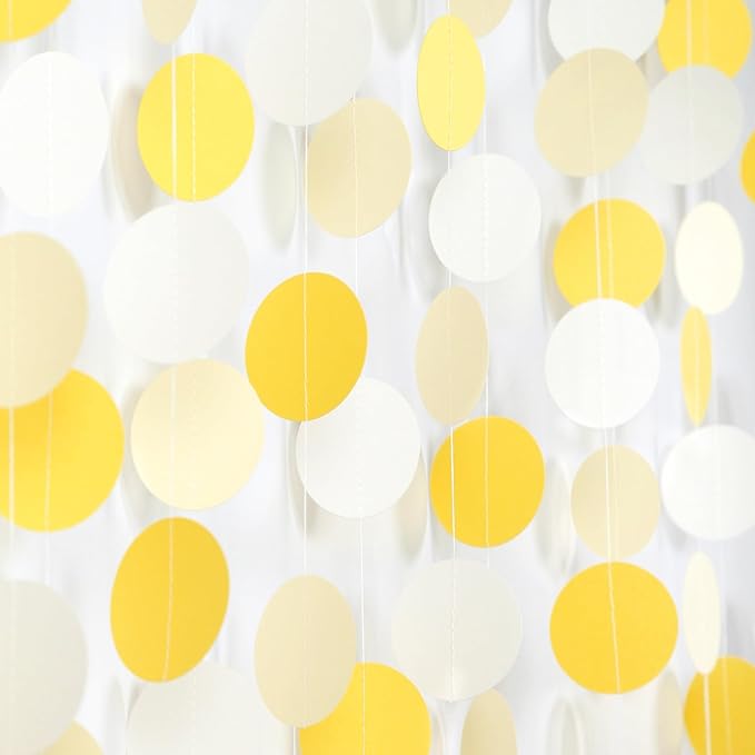 Yellow-White Women-Birthday Party-Decorations Garland Streamers - 52Ft Lemon Baby Shower Graduation Hanging Banner,Sunflower Classroom Pastel Backdrop Decor Huglony