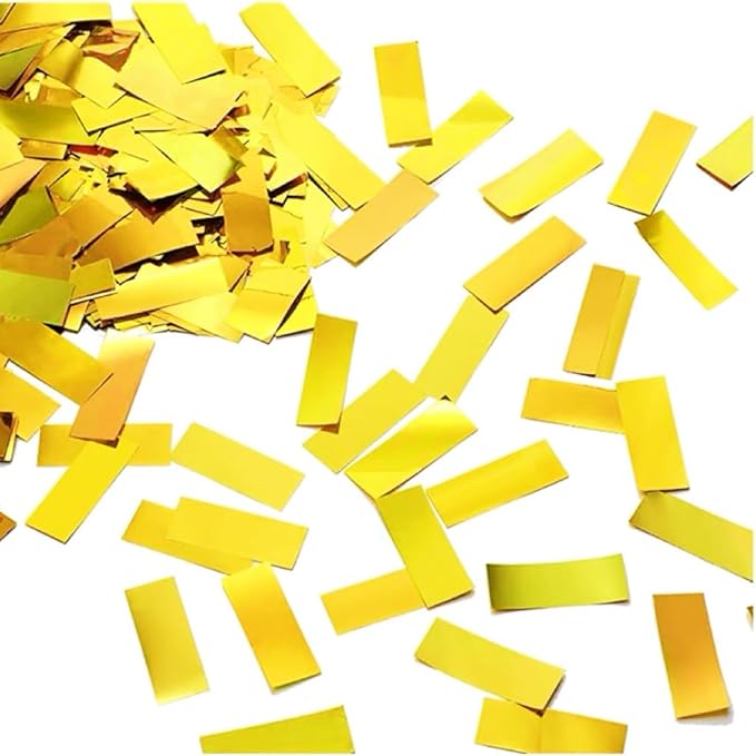 Gold Metallic Confetti Rectangle 2.2 lb - Fluttering Foil Confetti for Confeti Cannon and Launcher Use, Table Decorations,Birthday Parties,Weddings,Graduation Ceremonies