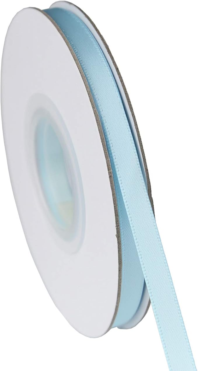 ITIsparkle 1/4" Inch Double Faced Satin Ribbon 50 Yards-Roll Set for Gift Wrapping Scrap Books Party Favor Hair Braids Baby Shower Decoration Floral Arrangement Craft Supplies, Light Blue Ribbon