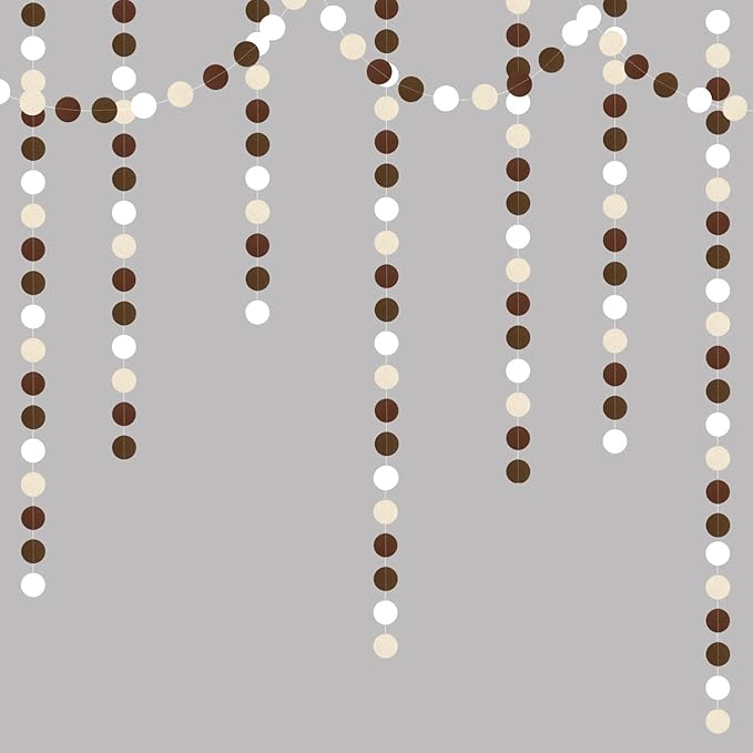 Boho-Brown Fall Baby-Shower Garland Streamers - 52Ft Neutral Beige Champagne Coffee Birthday Party Decorations Hanging Banner, Western Rustic Bridal Wedding Paper Backdrop Decor Huglony