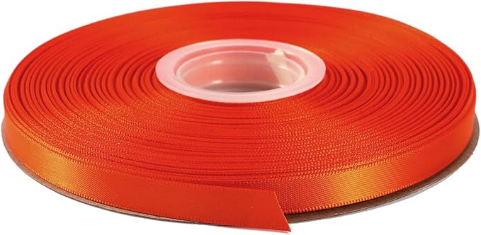 ITIsparkle 1/4" Inch Double Faced Satin Ribbon 50 Yards-Roll Set for Gift Wrapping Scrap Books Party Favor Hair Braids Baby Shower Decoration Floral Arrangement Craft Supplies, Tarrid Orange Ribbon
