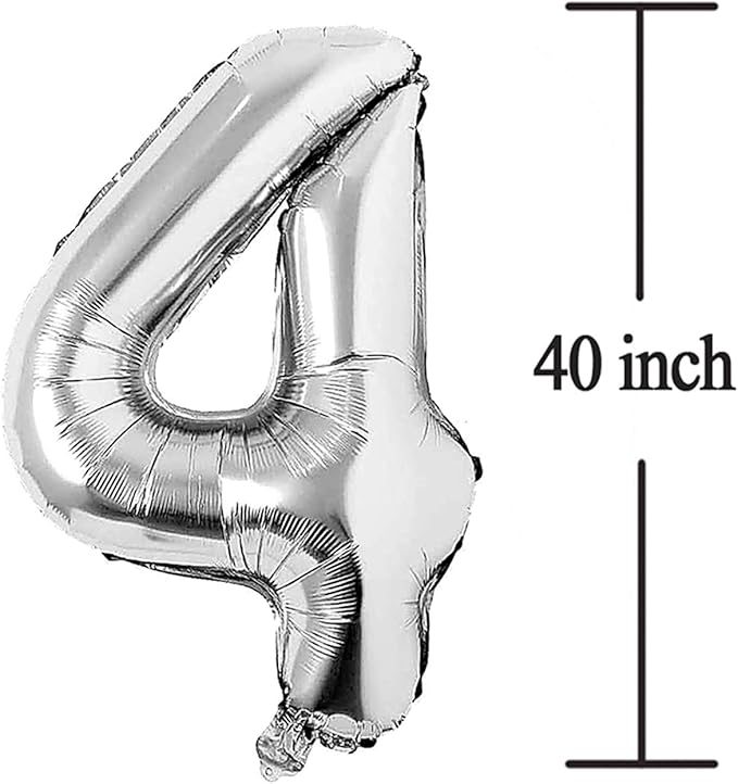Silver 40 Number Balloons Big Giant Jumbo Large Number 40 Foil Mylar Balloons for Women Men 40th Birthday Party Supplies 40 Anniversary Even ts Decoration