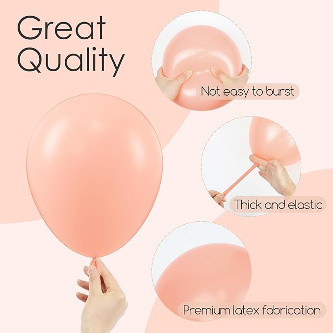 110pcs Peach Balloons, 18 12 10 5 inch Pastel Orange Balloons Different Sizes Peach Balloon Arch for Baby Shower Bridal Wedding Mothers Day Birthday Party Decorations