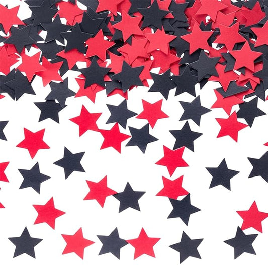 Black and Red Star Confetti Table Decoration for Graduation Birthday Halloween Casino Bachelor Bachelorette Theme Party,1.2 inch in Diameter,200 Counts