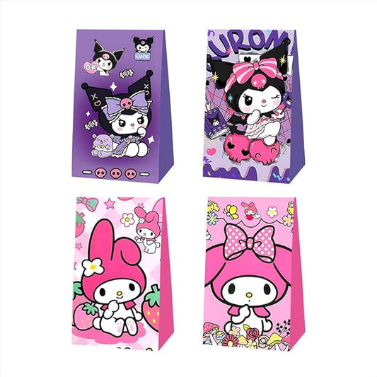 BNFUO 12pcs Kawaii and pink friends Party Favor Gift Bags Goodie Bags, Kawaii and Melody Party Supplies for Kids Birthday Decorations
