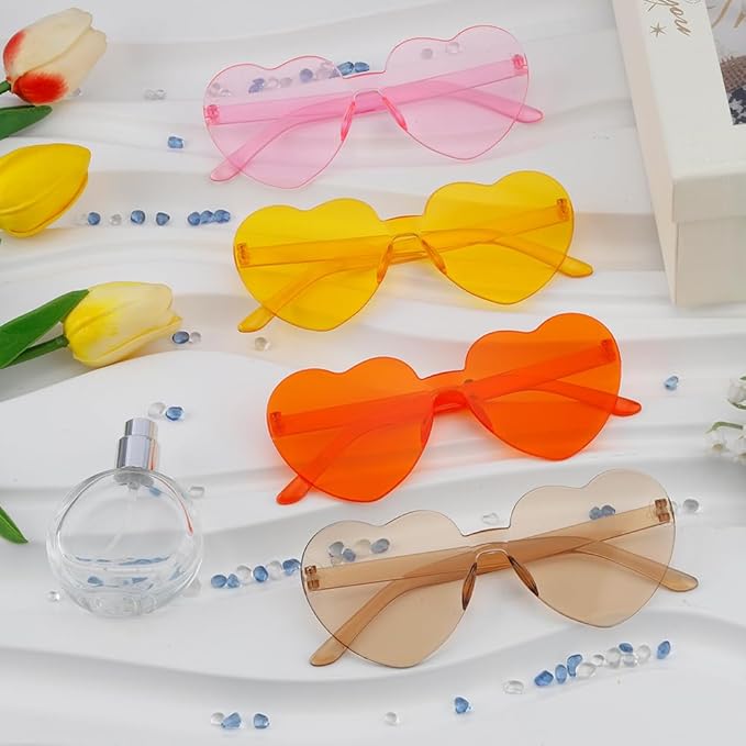 14 Pack Heart Sunglasses, Heart Shaped Sunglasses, Heart Glasses Bulk for Women, Rainbow Sunglasses for Valentine