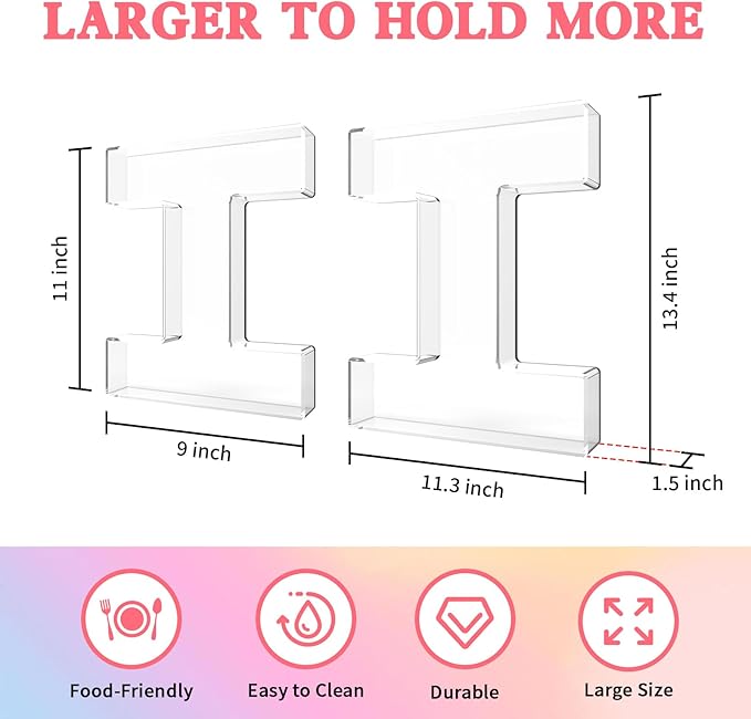 13.8" Acrylic Letter Charcuterie Tray, Charcuterie Letters Fillable Box for food, Reusable Serving Cake Candy Dish Display Tray for Birthday Anniversary Party Decoration (Letter I)