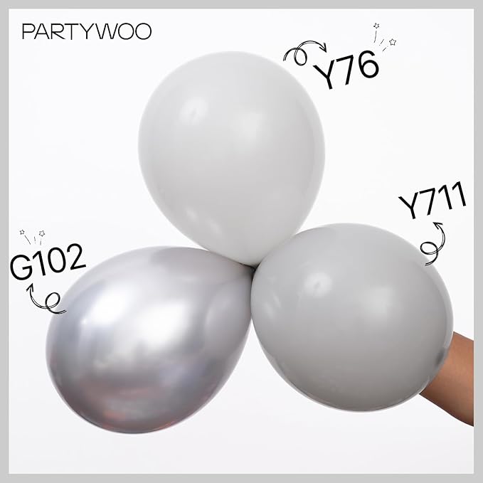 PartyWoo Silver Balloons 99 pcs Different Sizes of 36 18 12 10 5 Inch Silver Balloon Arch Kit Garland for Birthday Graduation Bachelorette Engagement Bridal Shower Party Decorations Silver-G102