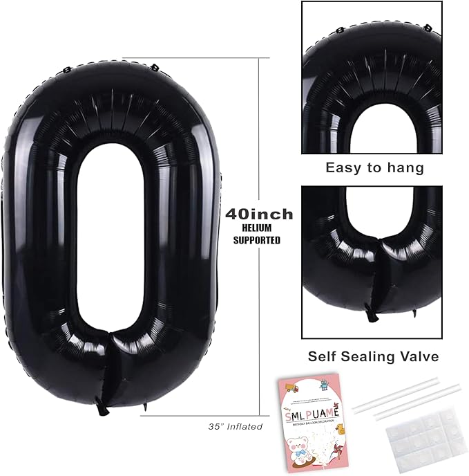 40 inch Number Balloon 0-9 Black Large Number 70 Balloons,Digital Balloons for Birthday Party Celebration Decorations Supplies, Helium Foil Number Balloons for Wedding Anniversary