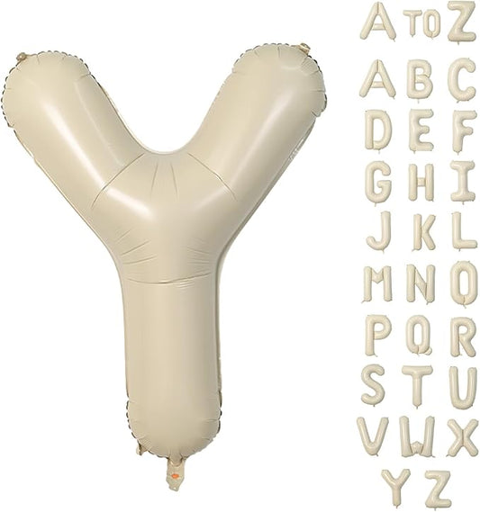 Biapian 40 Inch Giant Cream Y Foil Balloon, Large Aluminum Y Balloons Helium for Birthday, Baby Shower, Wedding, Anniversary Party Decoration