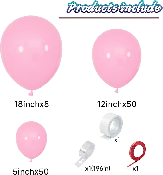 Light Pink Balloon Arch Kit 111Pcs 18 12 5 Inch Latex Party Balloons Garland for Birthday Baby Shower Wedding Engagement Anniversary Christmas Party Decorations