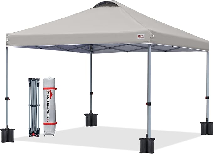 MASTERCANOPY Durable Pop-up Canopy Tent with Roller Bag (10x10, Gray)