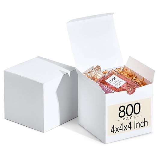MESHA Gift Boxes 4x4x4'' 800 Pack White, Small Cardboard Gift Box with Lids Bridesmaid Proposal, Gift Boxes Bulk for Present, Bridal, Wedding, Party, Groomsmen, Cupcake Box