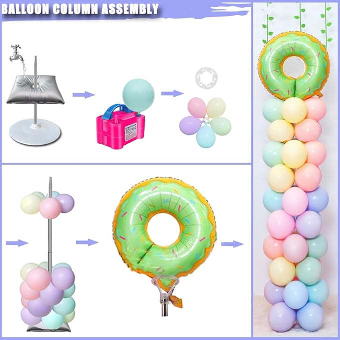 DECOJOY Balloon Columns Stand Set of 4, 7 Feet Telescoping Ballon Arches Stands with Bases for Floor, Height Adjustable Metal Ballon Tower Pillar Kits for Graduation, Birthday, Christmas