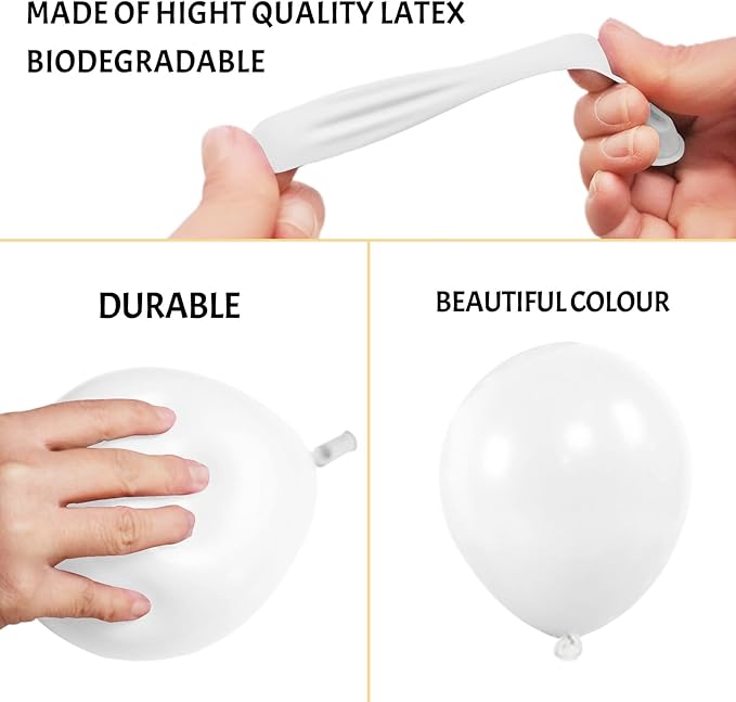 White Balloons 110Pcs, 5 Inch Small White Latex Party Balloons, Mini Thick White Balloons for Wedding Birthday Baby Shower Decorations.