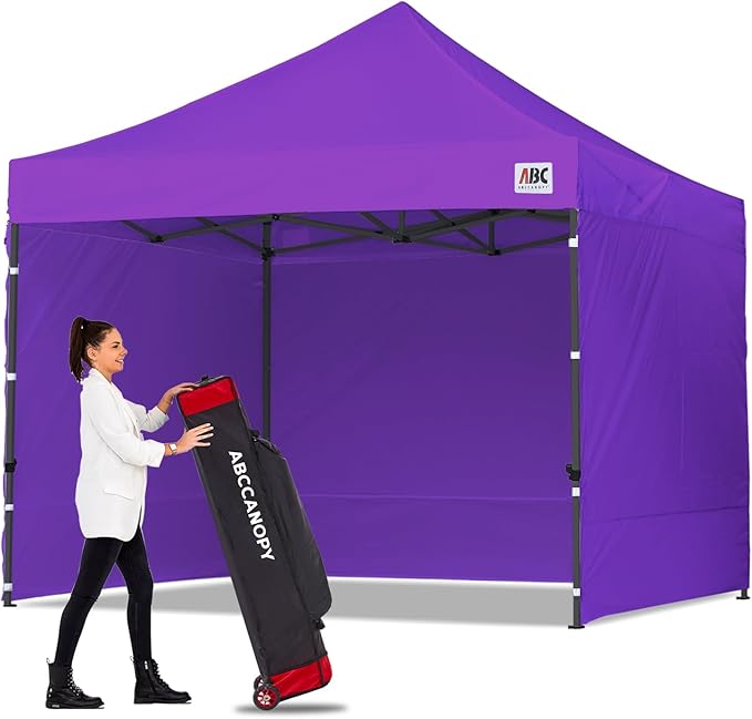 ABCCANOPY Heavy Duty Easy Pop up Canopy Tent with Sidewalls 10x10, Purple